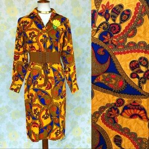 New! True Vintage🌼60s/70s Psychedelic Paisley Long Sleeve Shirt/Collar